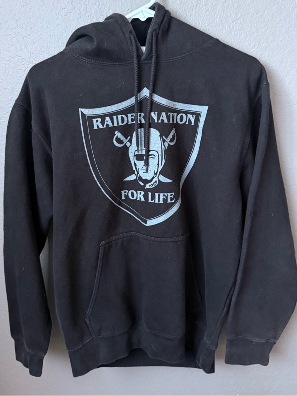 Raider Nation For Life Black Hoodie Sweatshirt Medium